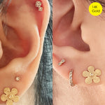 hammered gold and diamond flower earring