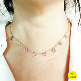 custom made pave letter initial solid gold necklace