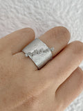 rosecut grey diamond cluster bar solid gold statement ring