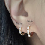 baguette diamond cz huggie pair earrings