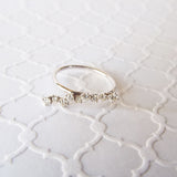 asymmetrical cluster diamond bar solid gold stacking ring