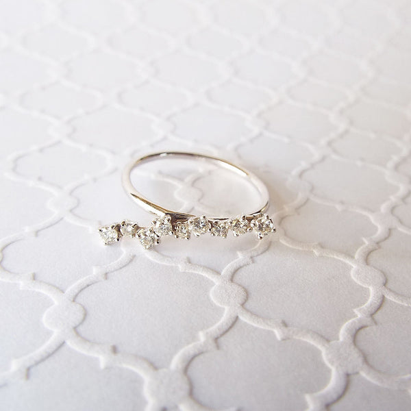 Asymmetrical Diamond Bar 14K Gold Stacking Ring | Jewelry Stack